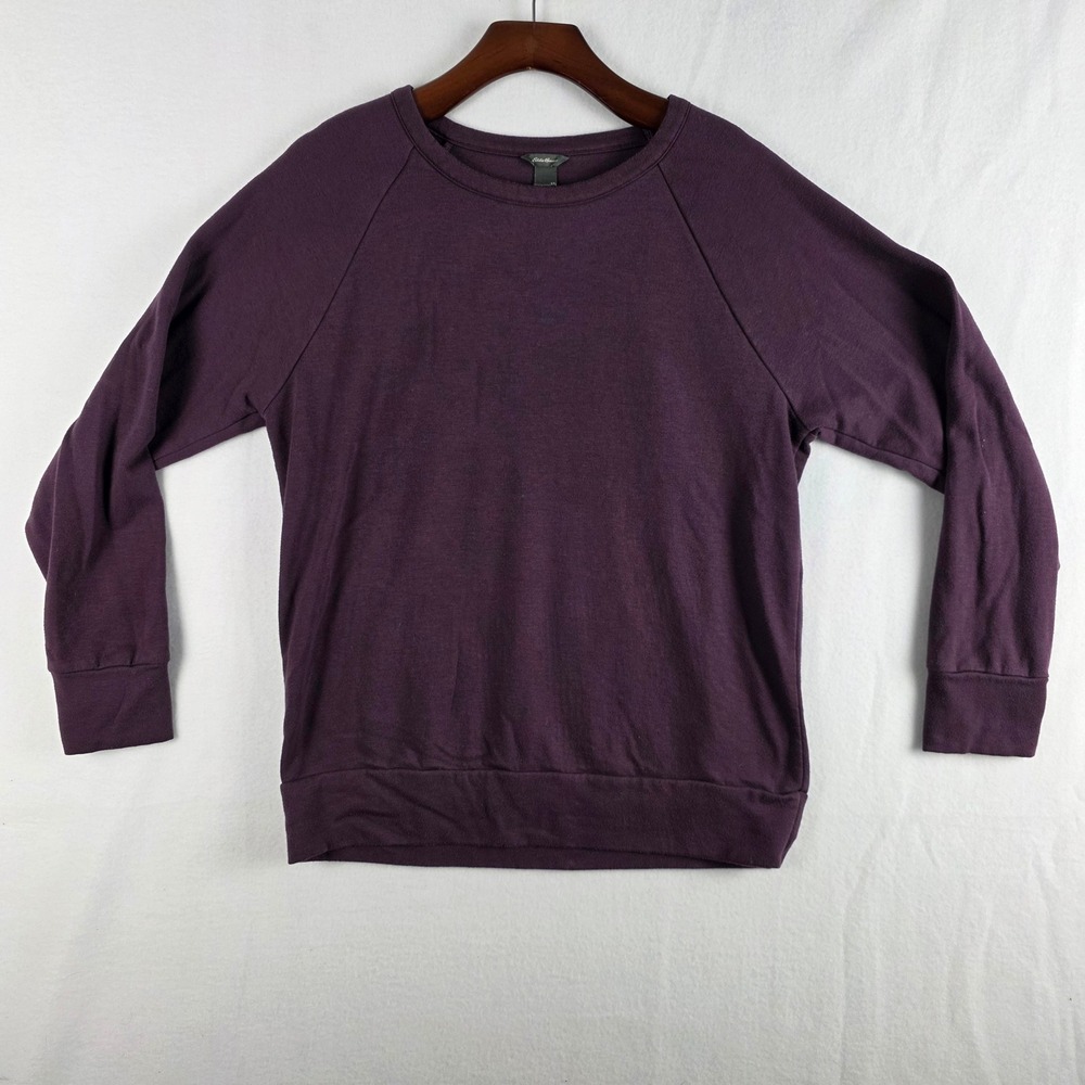 Eddie Bauer Women Purple Raglan Sleeve Crewneck Sweatshirt Size M